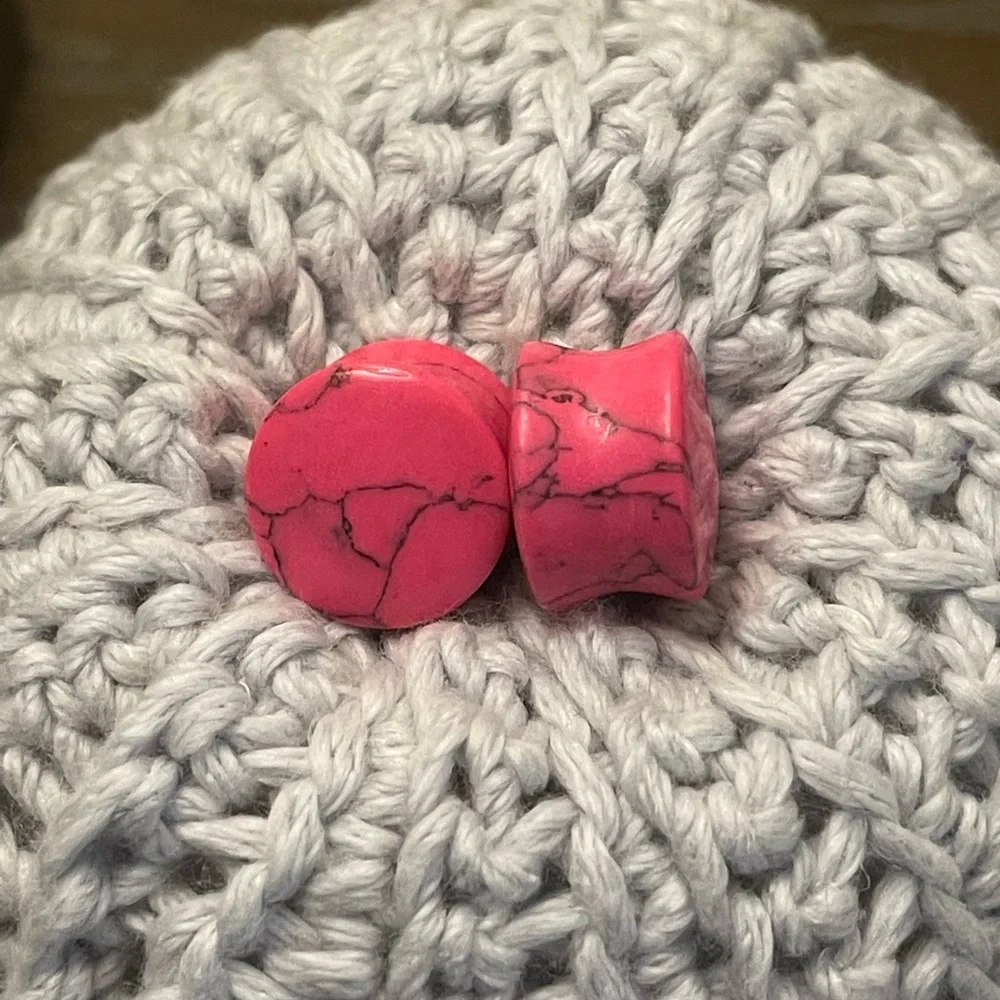 Pink Marbled Gauges - Picture 2 of 2